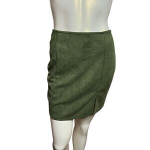 Windsor Green Suede-Like High-Waisted Skirt Size L